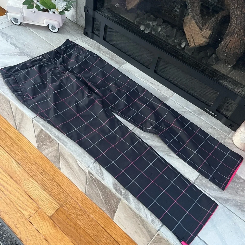 NikeGolf Dri-Fit Black and Pink Checkered Golf Pants - Picture 2 of 6